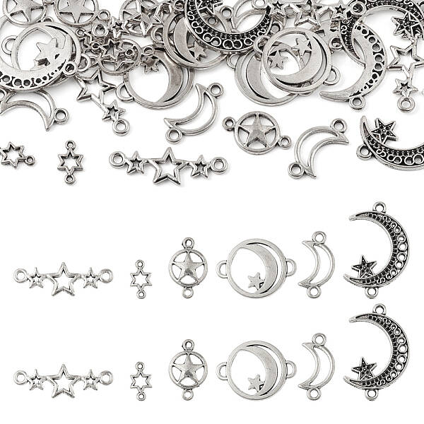 36Pcs 6 Styles Tibetan Style Zinc Alloy Connector Charms