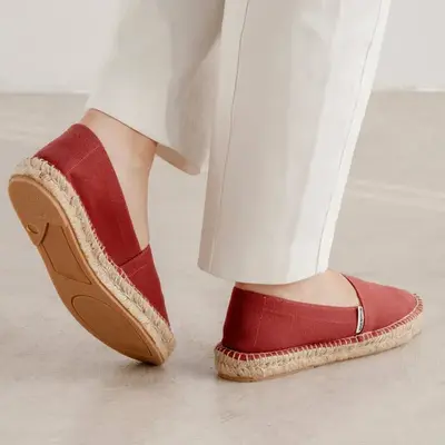 Mila Sustainable, Eco Friendly, Vegan Canvas Espadrille Flats - Red | Size: 8 US (39EU) | Color: Garnet Red