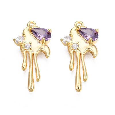 Brass Micro Pave Cubic Zirconia Pendants