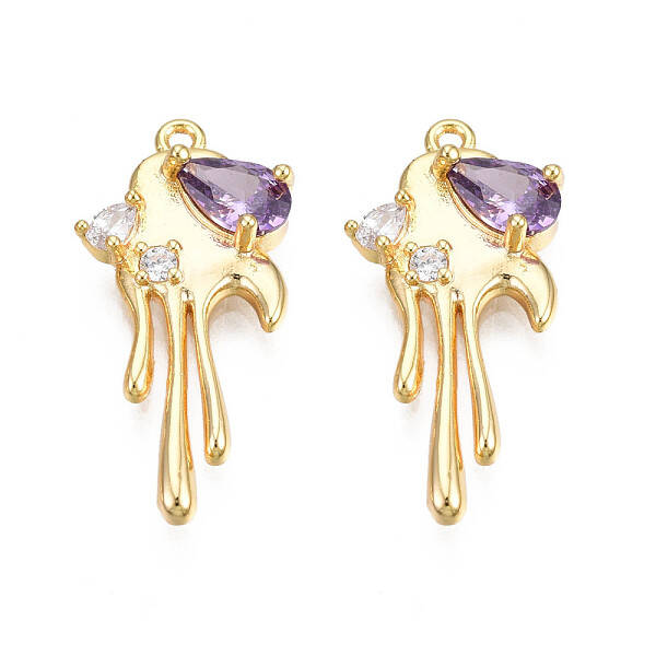 Brass Micro Pave Cubic Zirconia Pendants