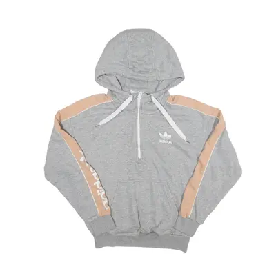 ADIDAS 2018 1/2 Zip Hoodie Grey Pullover Womens UK 8