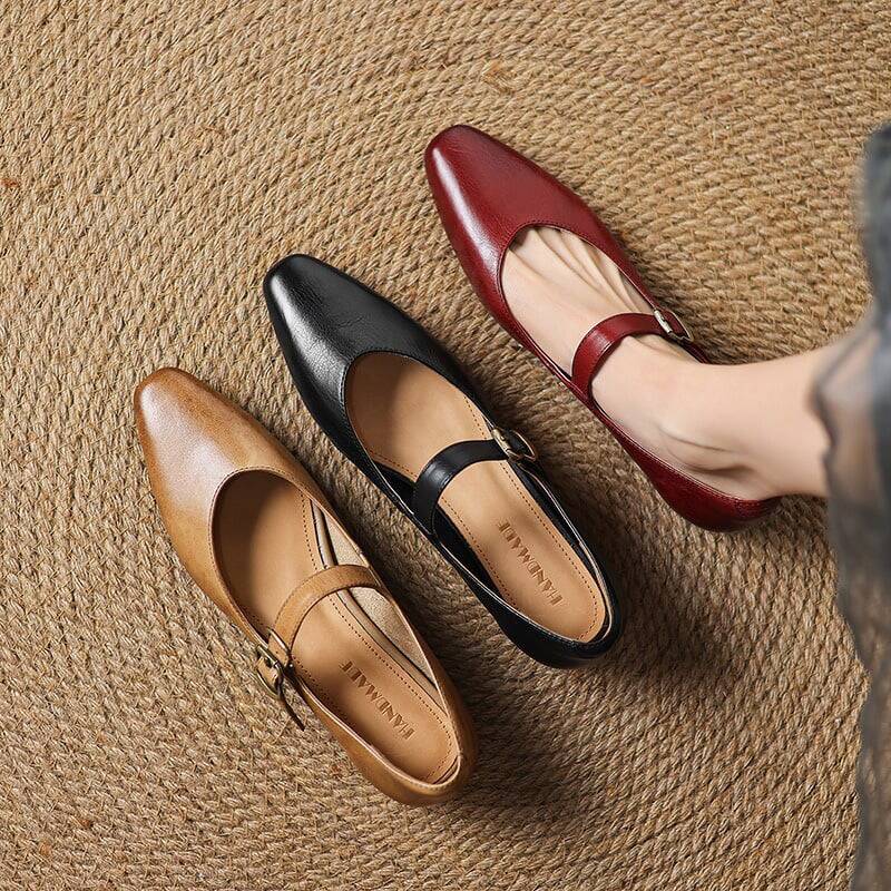 CHIKO Becky Pointy Toe Block Heels Mary Jane Shoes