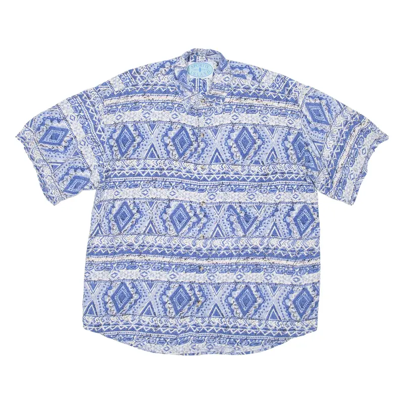 SPORTIV ISLAND Mens Shirt Blue Viscose Crazy Pattern M