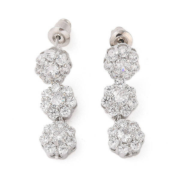 Rack Plating Brass Micro Pave Cubic Zirconia Stud Earrings