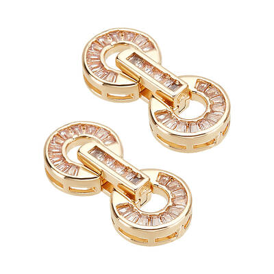 Brass Pave Clear Cubic Zirconia Fold Over Clasps