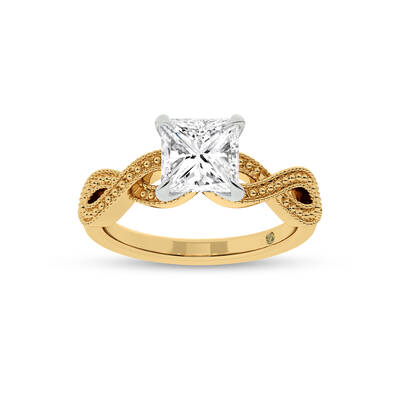 York Infinity Shank Princess Cut Lab Grown Diamond Engagement Ring | 18K Yellow Gold 1 1/2 CT. TW.