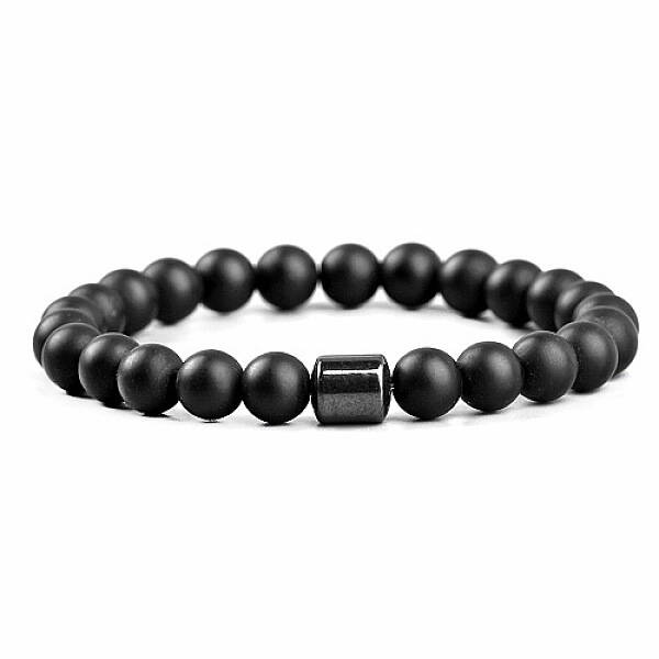 Natural Fire Crackle Agate Bead Stretch Bracelets for Women