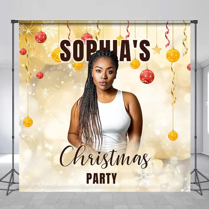 Ribbons Bauble Bokeh Custom Photo Christmas Backdrop - Aperturee