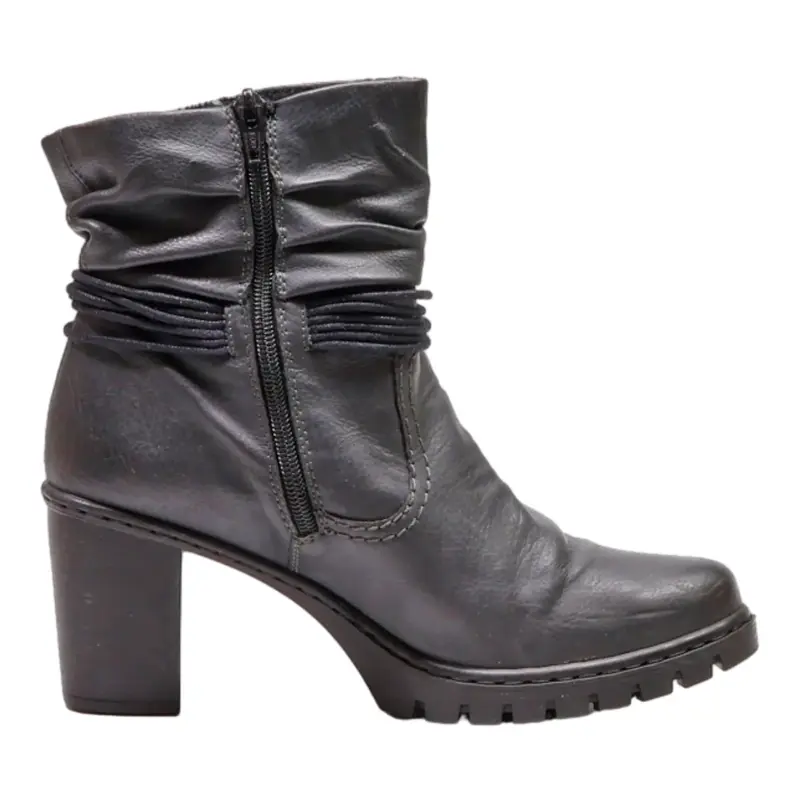 RIEKER Ankle Boots Black Leather Womens UK 7