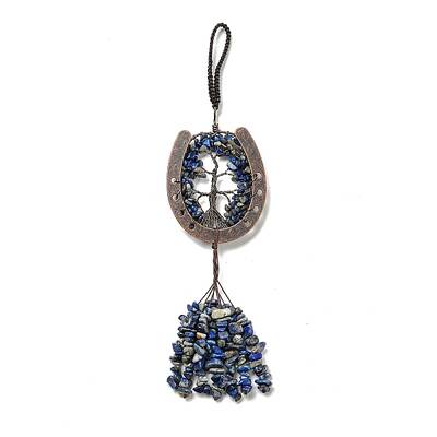 Natural Lapis Lazuli Chip Tree of Life Pendants Decoration
