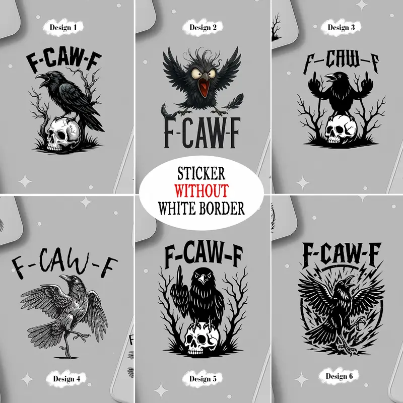 F-Caw-F Funny Crow Black Bird Stickers, Black Crow Raven, Funny Sassy Raven Lover Gift, Black Crow Moonlit Raven Sarcastic Vi...