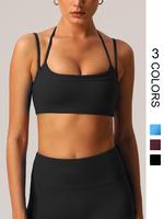 Women's Solid Halter Neck Sports Bra, Breathable Comfortable Wireless Sports Bra, Ladies Sportswear for Indoor Outdoor Wear