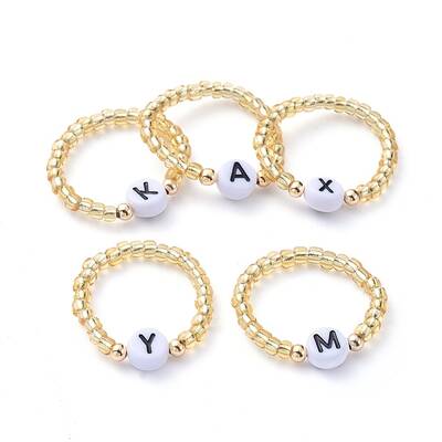 Glass Seed Beads Stretch Finger Rings