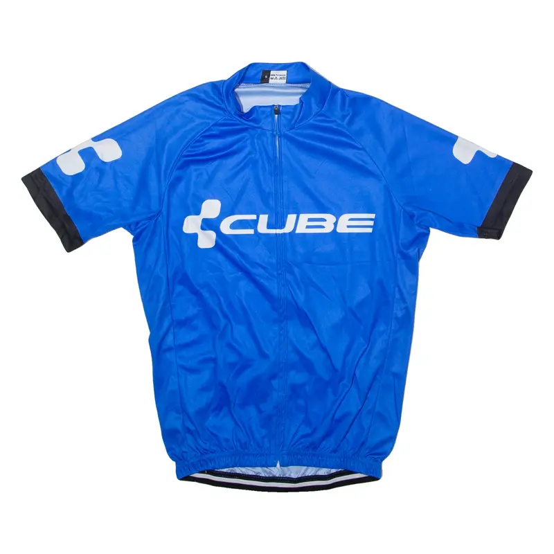 CUBE Full Zip Cycling Mens Jersey Blue High Neck S