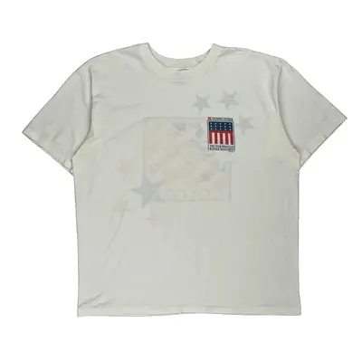 Single Stitch Made In Usa Hanes Graphic T-Shirt - Large White Cotton Blend