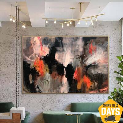 Abstract Painting on Canvas Colorful Wall Art Red Artwork Heavy Textured Painting Modern Fine Art for Aesthetic Room Decor | ...