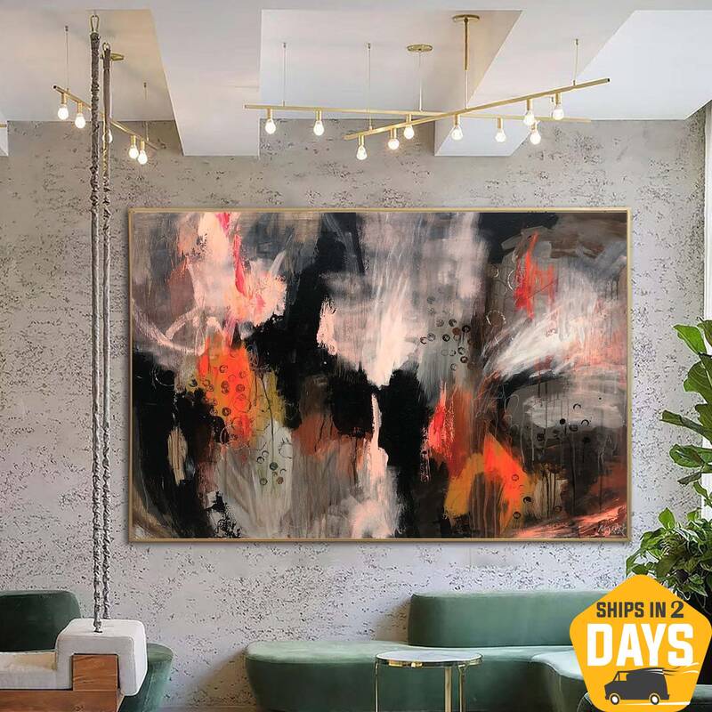 Abstract Painting on Canvas Colorful Wall Art Red Artwork Heavy Textured Painting Modern Fine Art for Aesthetic Room Decor | ...