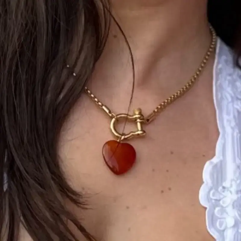 Aurora Horseshoe Healing Stone Pendant Collection - Elegant Crystal Necklace with Amethyst, Rose Quartz, Green Aventurine, Ti...