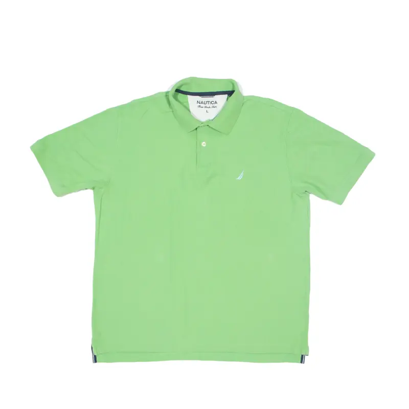NAUTICA True Deck Shirt Polo Shirt Green Short Sleeve Mens L