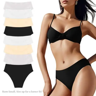 Women's Cotton Bikini Brief Underwear Multipacks (8pcs/4pcs) - High Waist Soft Breathable Panties, Seamless Comfort Briefs fo...