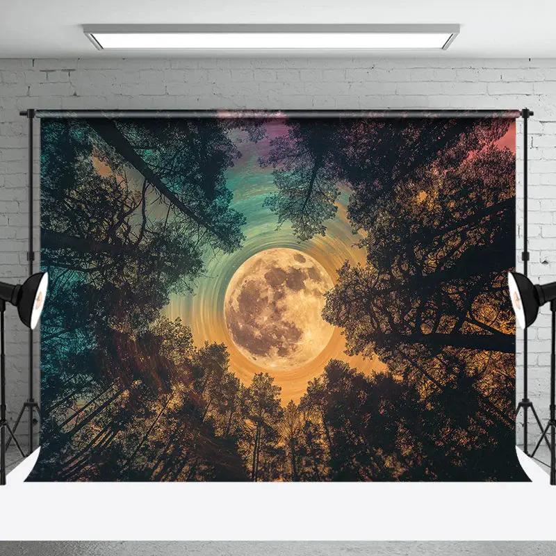 Mysterious Look Up Moon Forest Photography Backdrop - Aperturee