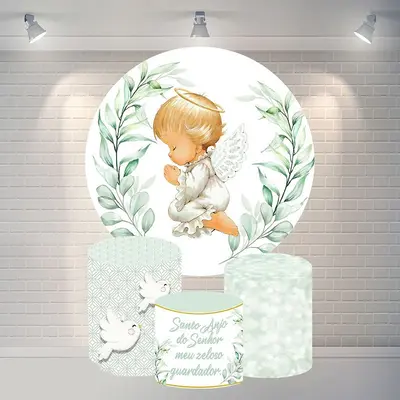 Aperturee Round Cute Baby And Leaves Baby Shower Backdrop For Party | Baby Shower Round Backdrop | Round Party Backdrop | Cir...
