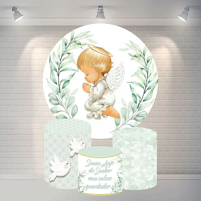 Aperturee Round Cute Baby And Leaves Baby Shower Backdrop For Party | Baby Shower Round Backdrop | Round Party Backdrop | Cir...