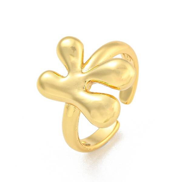 Brass Letter Open Cuff Rings for Women