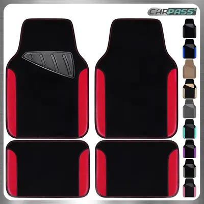 CAR PASS Rainbow Waterproof Universal Fit Faux Leather Car Carpet-Anti-Slip Nibbed Backing Floor Mats for SUV, Vans,Sedans,Tr...