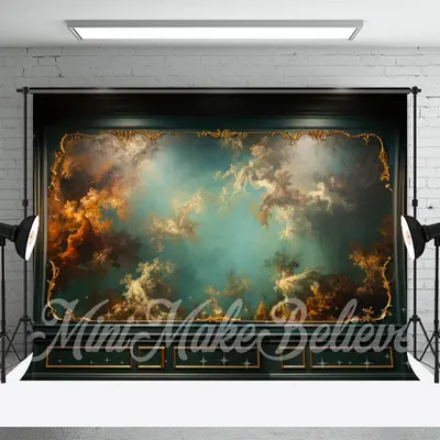 Classic Abstract Floral Painting Green Wall Backdrop - Aperturee