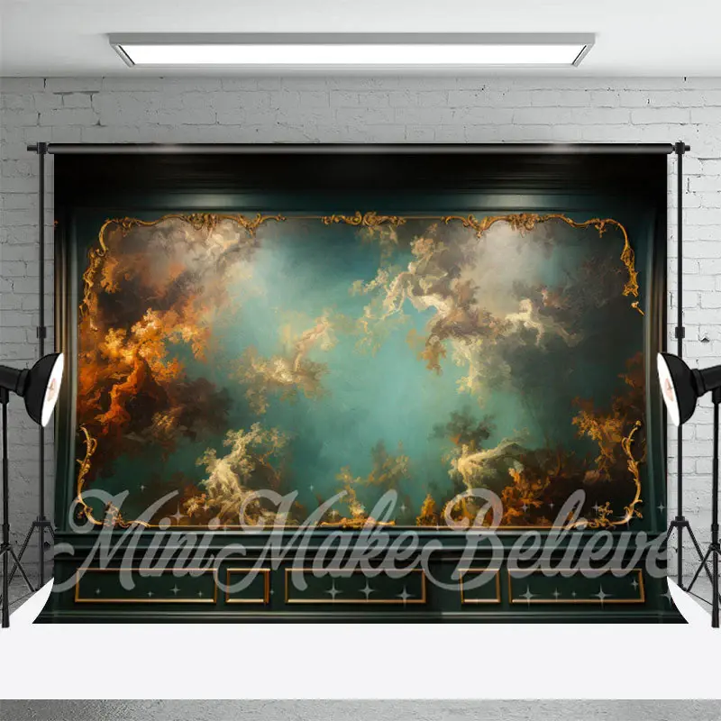 Classic Abstract Floral Painting Green Wall Backdrop - Aperturee