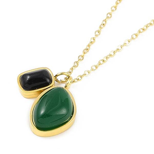 Natural Dyed Agate Oval Pendant Necklaces