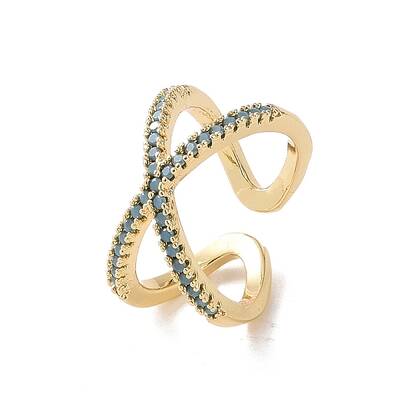 Cubic Zirconia Criss Cross Open Cuff Ring