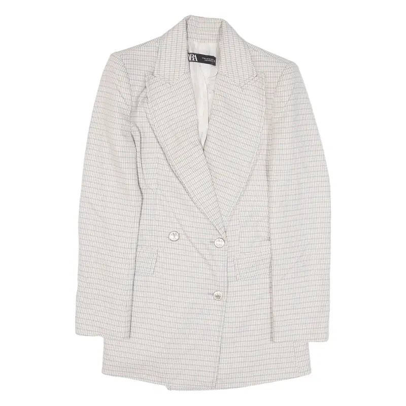 ZARA Overcoat Coat Pink Gingham Womens XS