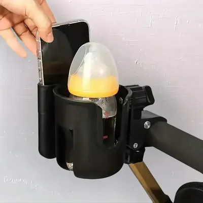 Baby Stroller Cup Holder, Portable 2 in 1 Bottle Holder, Universal Mobile Phone Cup Holder Clips, Newborn Baby Stroller Trave...