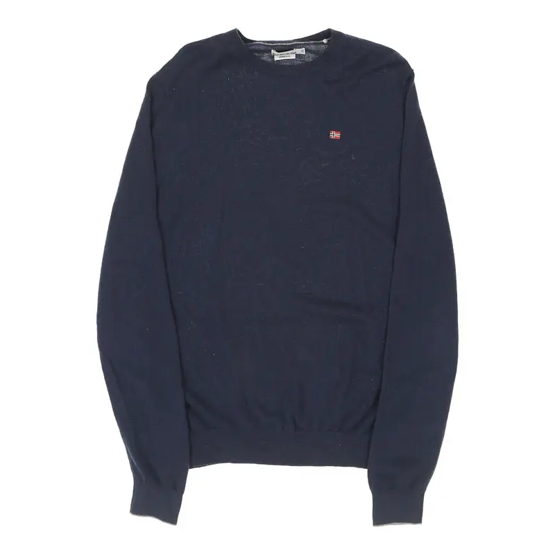 Napapijri Jumper - Large Blue Merino Wool