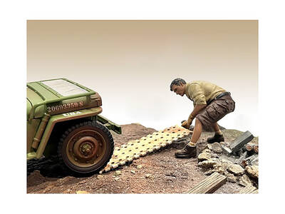 4X4 Mechanic Figure 2 with Board Accessory for 1/18 Scale Models by American Diorama