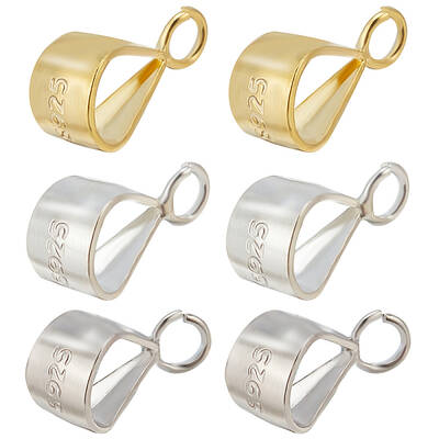 6Pcs 3 Color 925 Sterling Silver Tube Bails