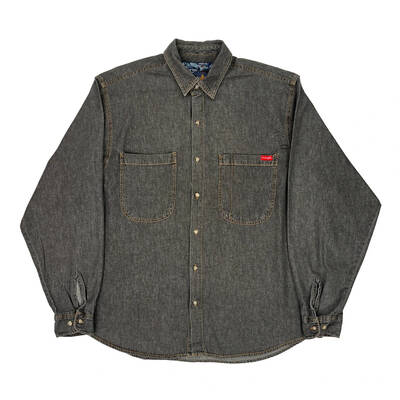 Wrangler Denim Shirt - Large Grey Cotton