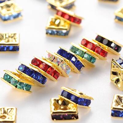 Brass Rhinestone Spacer Beads