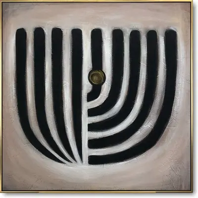 Abstract Menorah Painting Jewish Menorah Wall Art Minimalist Art Abstract Modern Jewish Painting Original Textured Wall Art C...