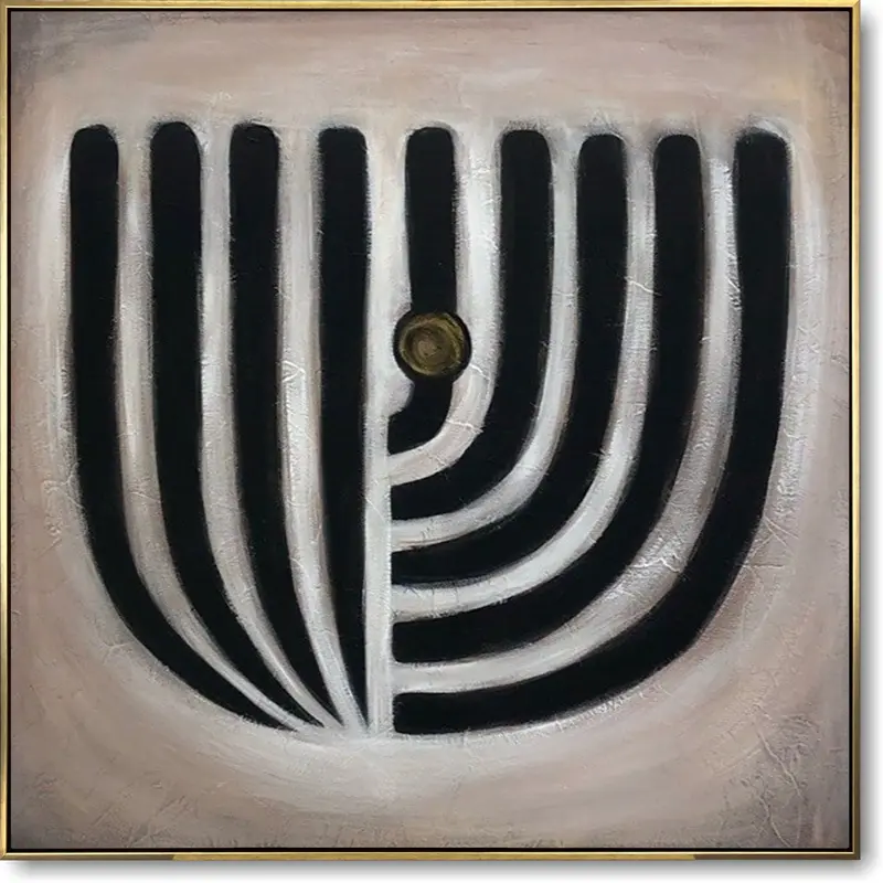 Abstract Menorah Painting Jewish Menorah Wall Art Minimalist Art Abstract Modern Jewish Painting Original Textured Wall Art C...