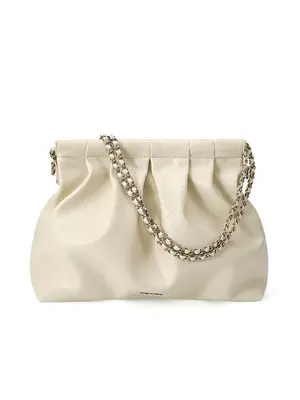 Smting drawstring chain ruched tote bag