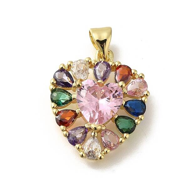 Rack Plating Brass with Cubic Zirconia Pendants