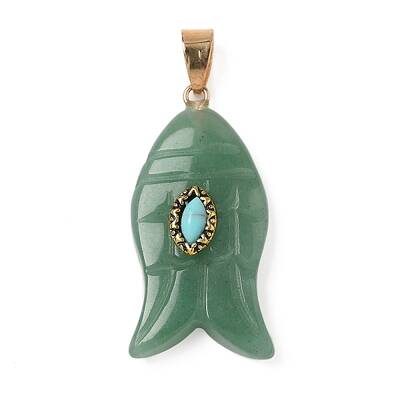Natural Green Aventurine & Synthetic Turquoise Carved Pendants