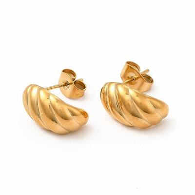 316 Stainless Steel Shell Shape Stud Earrings for Women