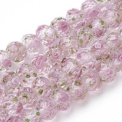 Handmade Gold Sand Lampwork Beads Strands