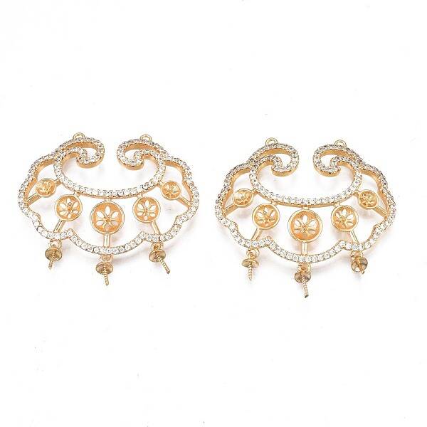 Brass Micro Pave Clear Cubic Zirconia Peg Bails Pendants