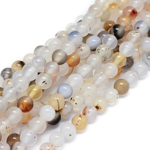 Natural Dendritic Agate Beads Strands