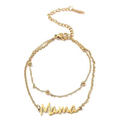 Mother's Day 304 Stainless Steel Ma Ma Multi-Strand Link Chains Bracelets for Women